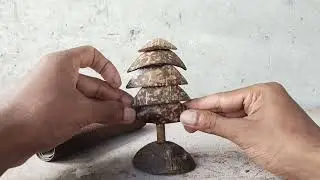 Making Christmas tree from coconut shell@CraftAndEntertaiment 
