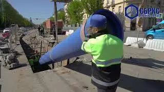 Монтаж водовода Ду 600 мм из труб ВЧШГ &laquo;RJS&raquo; пр  Стачек, СПб, 2022г