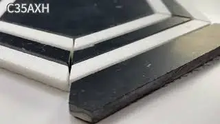 Carrara White Marble 5 inch Hexagon Georama Nero Strip Geometric Mosaic Tile Honed - C35AXH