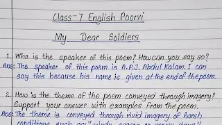 'My Dear Soldiers' class 7 questions and answers | 'My Dear Soldiers' poem class 7 question answer |