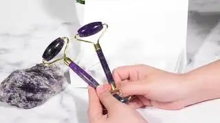 Plastic Handle Amethyst Jade roller