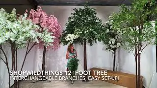 ShopWildThings 12 Foot Tall Green Tree Artificial Eucalyptus for Events, Display, Set & Theatre Dec