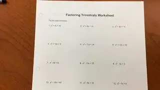 Factoring Trinomials Worksheet
