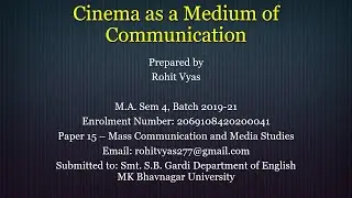 Cinema as a Medium of Communication