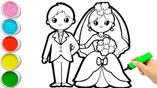 Cute Bride and Groom Drawing, Painting & Coloring For Kids and Toddlers_ Child Art