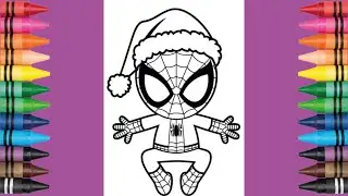 How to Colour Small Spiderman With Snow Cap | Cute Spiderman Winter Coloring | Happy Coloring World