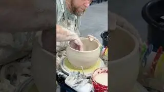 Pottery wheel time lapse: wide contemporary bowl/pot