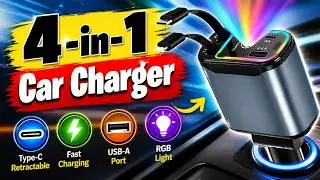 4-in-1 Super Retractable Car Charger | Fast Multi-Device Retractable Charging Adapter