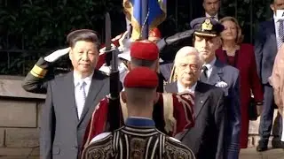 Greek President holds welcome ceremony for visiting Chinese leader