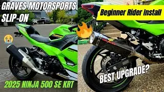 Graves Slip-On Exhaust Install | 2025 Ninja 500 SE KRT | Beginner Rider DIY