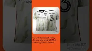 FC Dallas Adidas Away Jersey Mart&iacute;nez #3 MLS Mens Lg White Green Flames