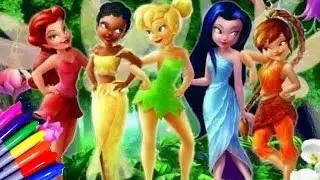 Disney Fairy Princess Tinkerbell Fairytale Coloring Book Page fun for kids to learn Art