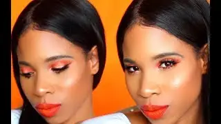 Orange SunKiss Make-Up Look | Orange eye shadow & Red-Orange Lip