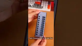 USB 3.0 Charging Station 10-Port Charger Expansion Power Hub Charging Dock with Independent Switch