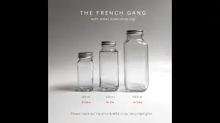 B04a, M01c & N04a - french square glass bottle silver aluminium cap