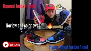 #JORDAN1 #BRED MID/JORDAN 1 #ROYAL MID WITH COLOR SWAP 🔴🔵⚫