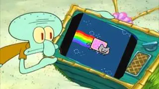 Patrick Star hates Pop Tart Nyan Cat