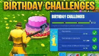 FORTNITE BIRTHDAY CHALLENGES - FORTNITE'S 1ST BIRTHDAY CELEBRATION AND BIRTHDAY CAKE LOCATIONS