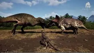 THE ISLE - DEVBLOG #58 Tyrannosaurus vs Tricerotops sparing mode