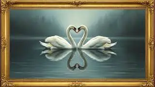 Valentine Swans 🦢💖 | Vintage Oil Painting | Framed TV Art Screensaver