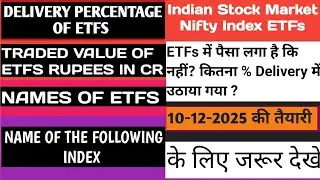 09 Dec25 को ETFs में पैसा लगा है कि नहीं? कितना % Delivery में उठाया गया? #share #trading #gold #etf