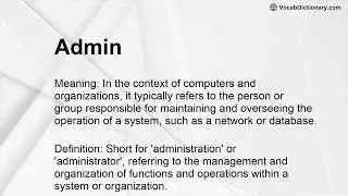 Admin Meaning