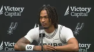 Reigning Rookie of the Year Stephon Castle at Spurs Media Day