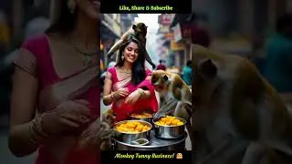 Monkey Grab an Indian Lady!🤗 #funnyshorts #monkey #indian