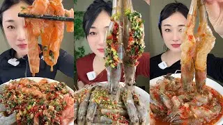 【Yummy】Cold marinated salmon and shrimp+stuffed shrimp+Thai style sweet and spicy shrimp🐠🦐🌶🍋#mukbang