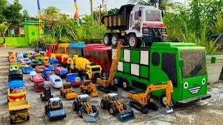 WADIDAW !! Mobil Truk Tronton Panjang Bongkar Mainan Mobil Mobilan Truk Molen, Truk Mixer, Excavator