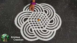 Ayutha poojai special padi kolam | 5*3 Navaratri special rangoli design | Saraswati poojai Rangoli