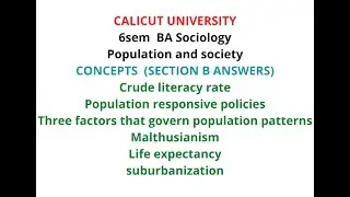 calicut university 6sem ba sociology population and society previous year questions and answers
