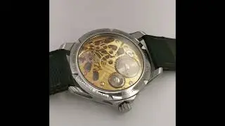 LEFT HANDED Unitas 6497 Swiss movement Skeleton Wristwatch - back - 4K