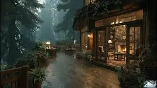 Heavy Rain on the Porch of a Rustic Forest Lodge 🌧️ Sleep Sounds