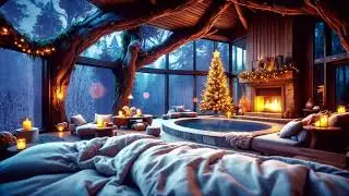 🌧️ Coxy Rain Outside a Cabin | Fireplace, Warm Bath & Rain Ambience 🔥