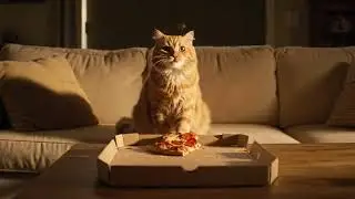 Cat pretending to be sleeping 😂 so the owner will not know it ate her pizza 🍕