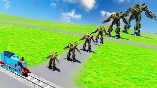 Big & Small Transformers Bumblebee vs CURSED Train Thomas | BeamNG.Drive