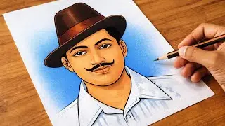 How to draw bhagat singh drawing with pencil colours | Republic Day drawing for beginners  tutorial