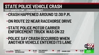 Two injured in crash involving Motor Carrier Enforcement vehicle in Lebanon County