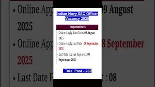 Indian Navy SSC Officer Vacancy 2025#SSC Officer Notification 2025# jobs#applyonline