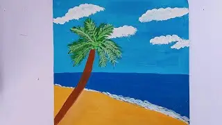 Sea beach painting 🥰😍...#easyart #art #sea #beach #painting 