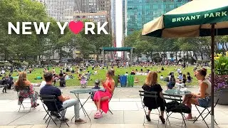 [4K]🇺🇸NYC Summer Evening 🌛: W32nd Street до Брайант-парка , ужин в ресторане Bryant Park Grill🥩 2022