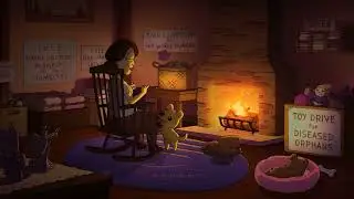 Cozy Winter Ambience: Fireplace, Blizzard, and Weaving Woman
