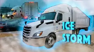 TRUCKING In A DANGEROUS ICE STORM In Missouri | Snow & Chaos On Roads Of America | OTR Cascadia Semi