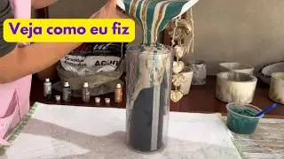Como fazer VASO CILINDRO com ARGAMASSA AC3 branca usando COLA QUENTE | Peça de cimento