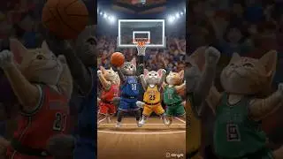 🏀 Four Cute Cats Playing Basketball | Funny AI Cat Game 😺🔥#catshorts #cat