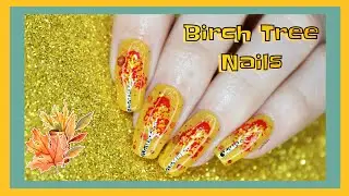 Cozy Fall Vibes: Rustic Birch Forest Nails 🧡💛 || Easy Nail Polish Design at Home 