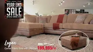 Year End Sale 2020 | Corner Fabric Sofa with Ottoman - Logan  | Furniture Palace