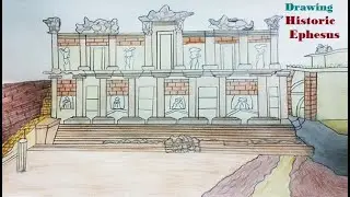 How to Draw Historic Ephesus||Magnificent Ancient Ruins of Ephesus Drawing||Draw Ancient City Turkey