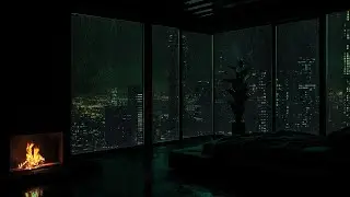 Falling Asleep in the Peaceful City Rain 😴 Quiet Room & Crackling Fireplace 🌧️ Chasing Away Fatigue